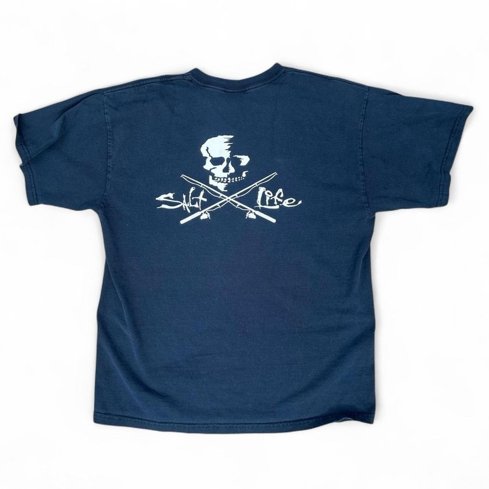 Salt Life Charcoal Graphic Skull Pirate Poles Short Sleeve Pocket Tee Size Large